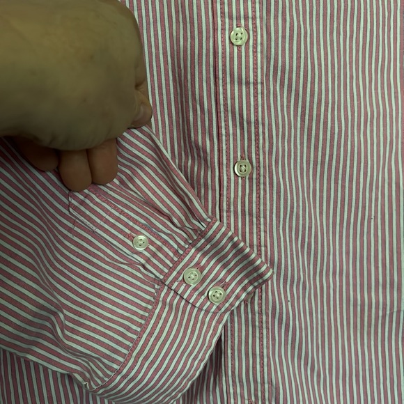 IZOD Petite Pink Gray & White Striped Button Up Blouse 3/4 Sleeves Fitted PXL - Picture 6 of 16